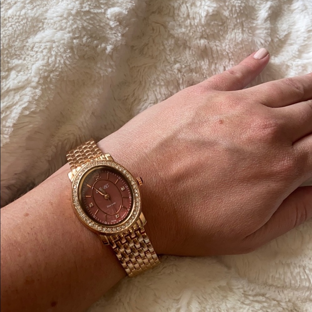 Stainless Steel Watch gold color w/ Diamonds